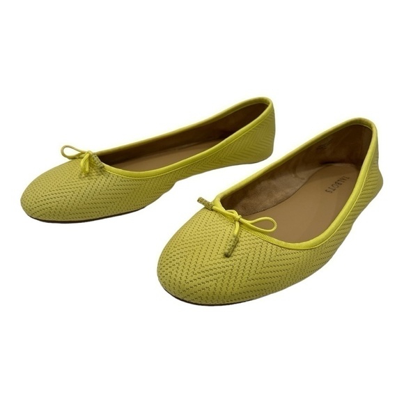 TALBOTS PENELOPE HERRINGBONE BALLET FLATS yellow leather size 10 M - Picture 13 of 14